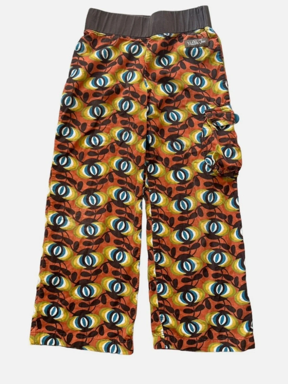 Matilda Jane Rust Multi Eye-Print Pajama Bottoms with Blue and Yellow Accents